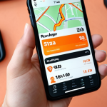 **

A sporty person choosing a running tracker app on their smartphone, with various app logos (Strava, Nike Run Club, Runkeeper) subtly displayed in the background. The scene should convey a sense of excitement and motivation for running. The overall tone should be bright and inviting.

**