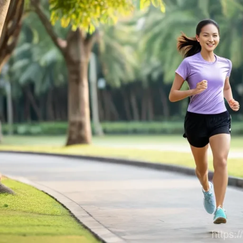 러닝화 브랜드별 특징 - **Prompt for "Comfort and Balance Running":** "A young Thai woman, approximately 28 years old, w...