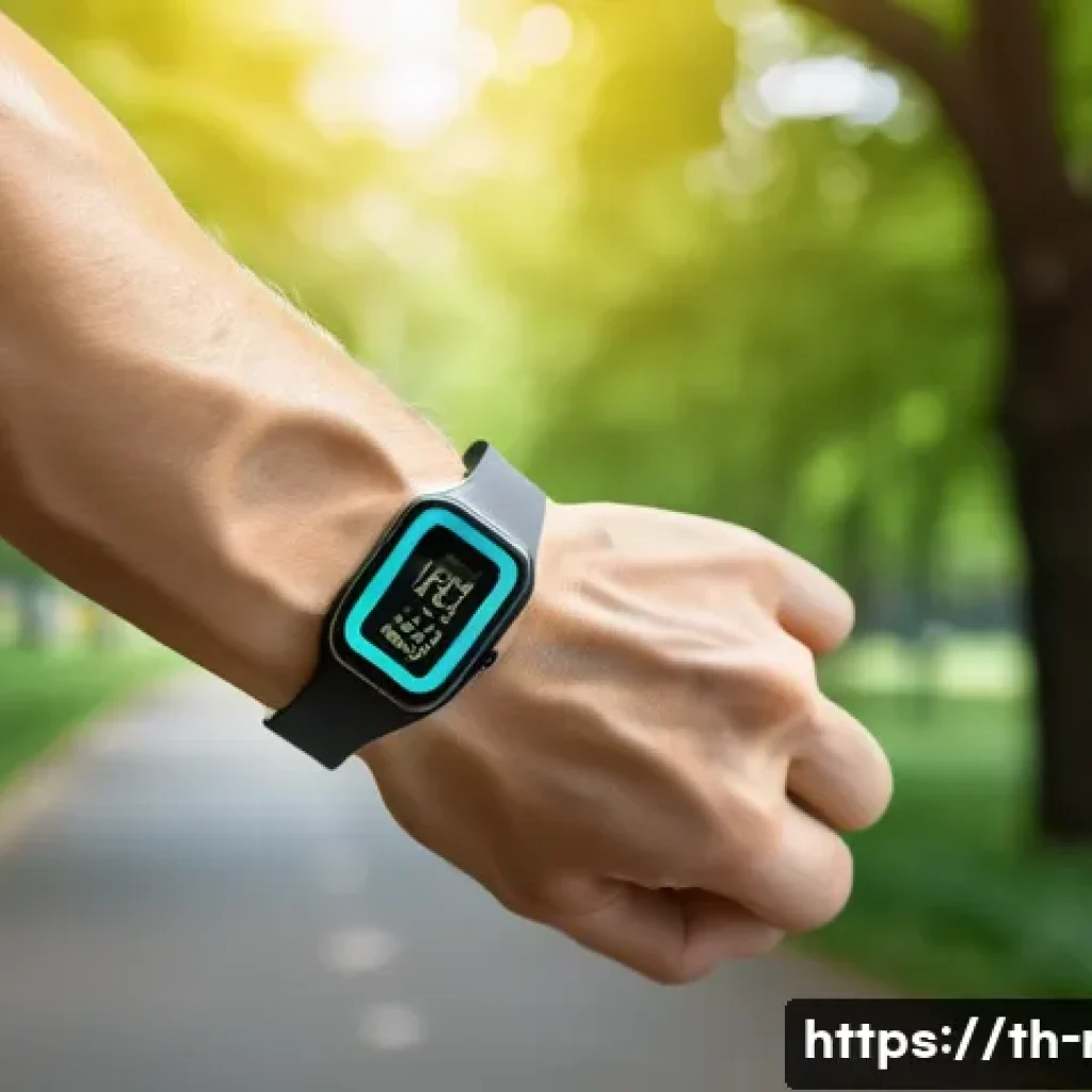 러닝 워치 심박수 측정 정확도 비교 - A close-up shot of a runner’s wrist wearing a modern running watch with an optical heart rate sensor...